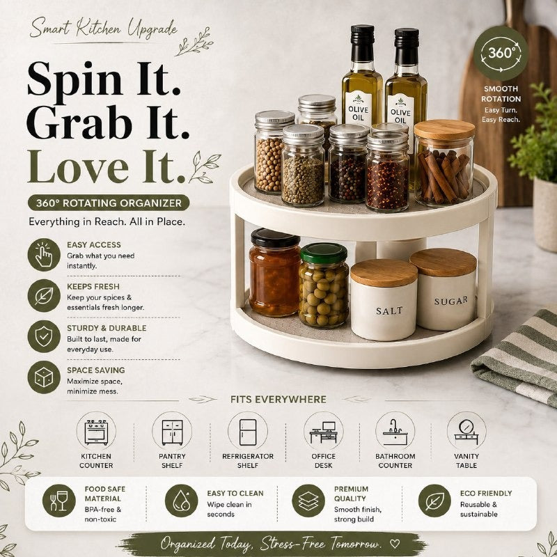 2 Tier Rotating Spice Rack Organizer  360° Kitchen Storage Stand. (2 pcs)