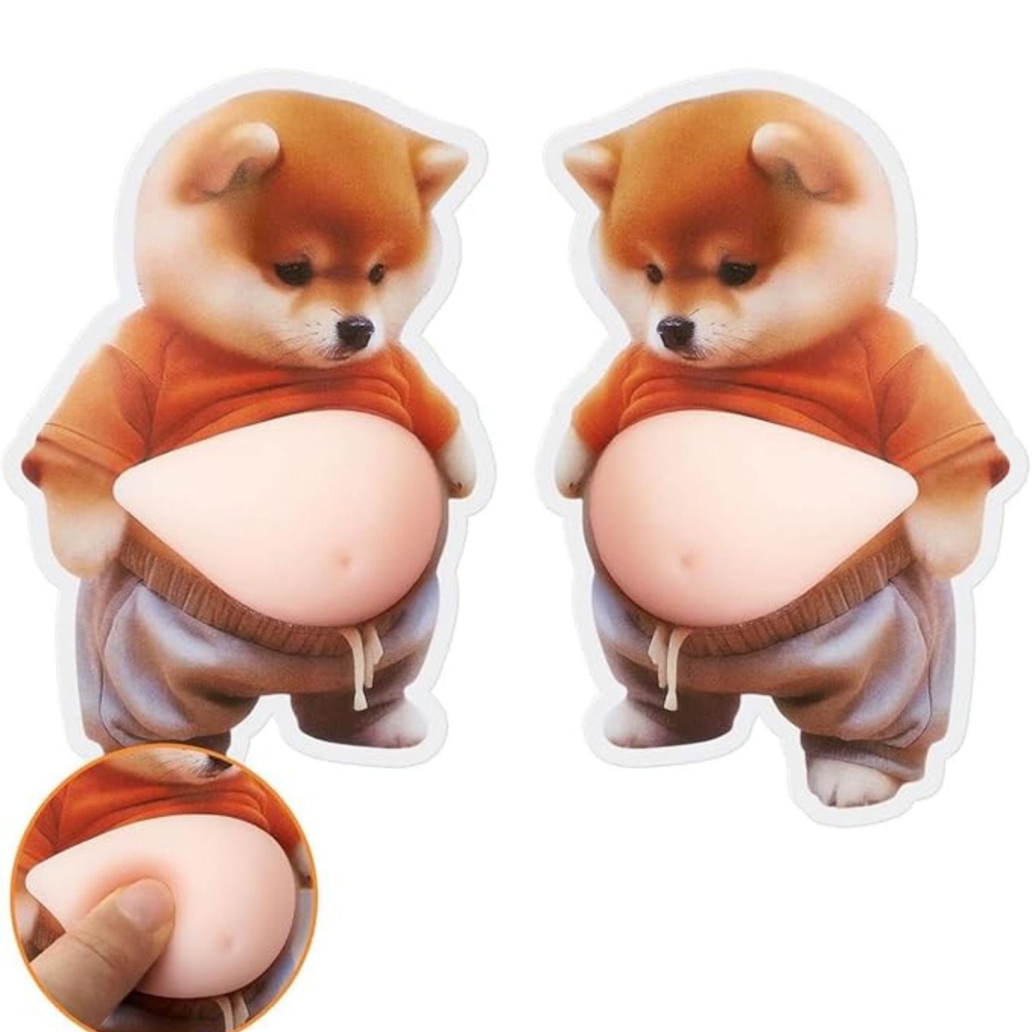 Cute 3D Squishy Dog Belly Anti-Collision Silicone Sticker – Soft Bumper Guard & Wall Protector for Car Doors, Refrigerator, Toilet Cover & Cabinet Handles (Pack of 2)