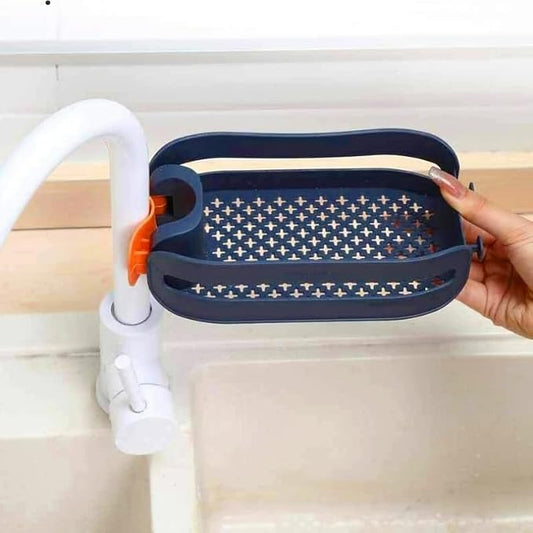 Plastic Faucet Drain Basket Shelf Plastic Sink Organizer Sponge Drain Rack for Sink Wall Mount Plastic Faucet Drain Basket