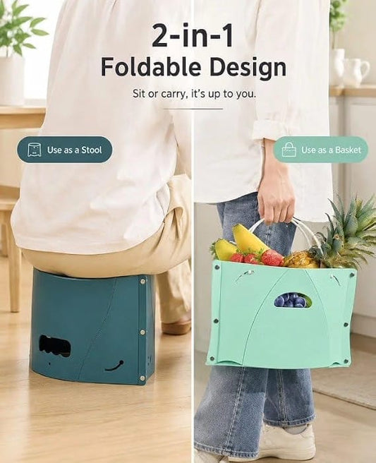 Portable Foldable Stool with Storage Basket