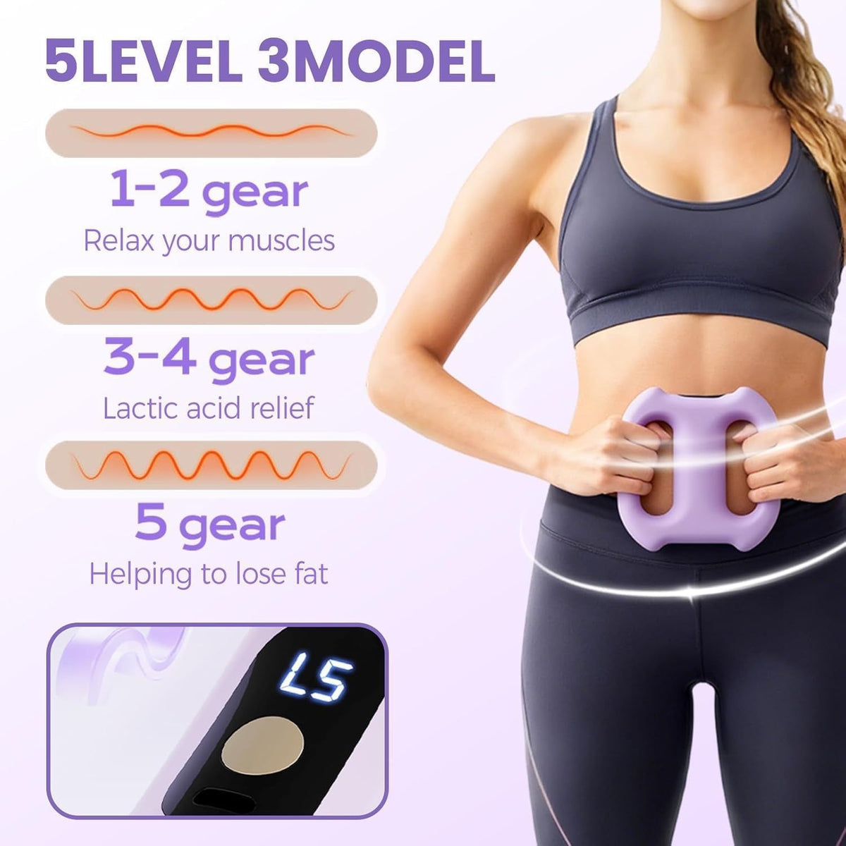 Shop the Electric Fascia Massage Ring with adjustable strap. Rechargeable, cordless deep tissue vibration massager for waist, muscle relief & body toning.