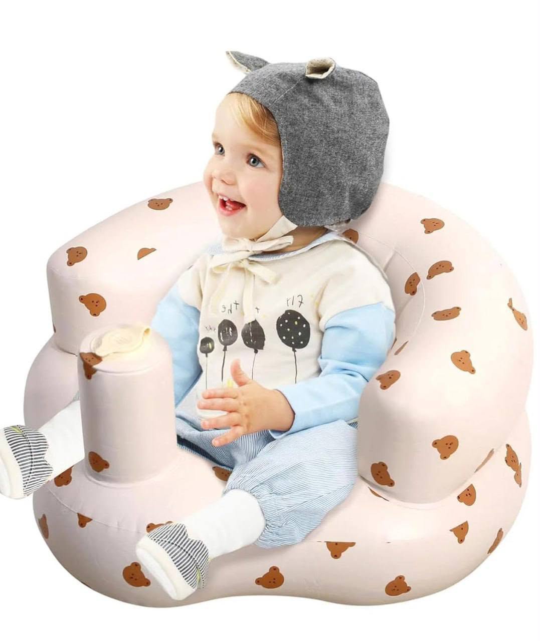 Inflatable Baby Support Seat – Soft Non-Slip PVC Toddler Chair for Sitting Practice, Feeding & Travel.