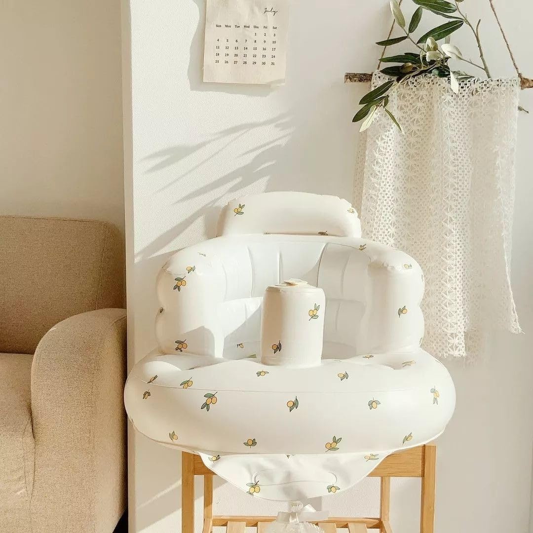 Inflatable Baby Support Seat – Soft Non-Slip PVC Toddler Chair for Sitting Practice, Feeding & Travel.