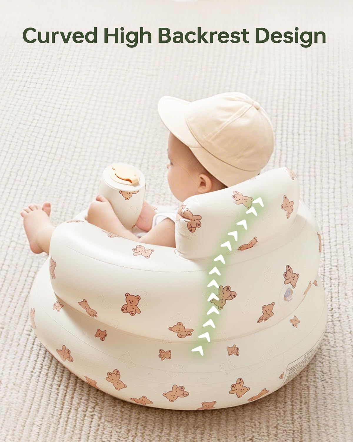Inflatable Baby Support Seat – Soft Non-Slip PVC Toddler Chair for Sitting Practice, Feeding & Travel.