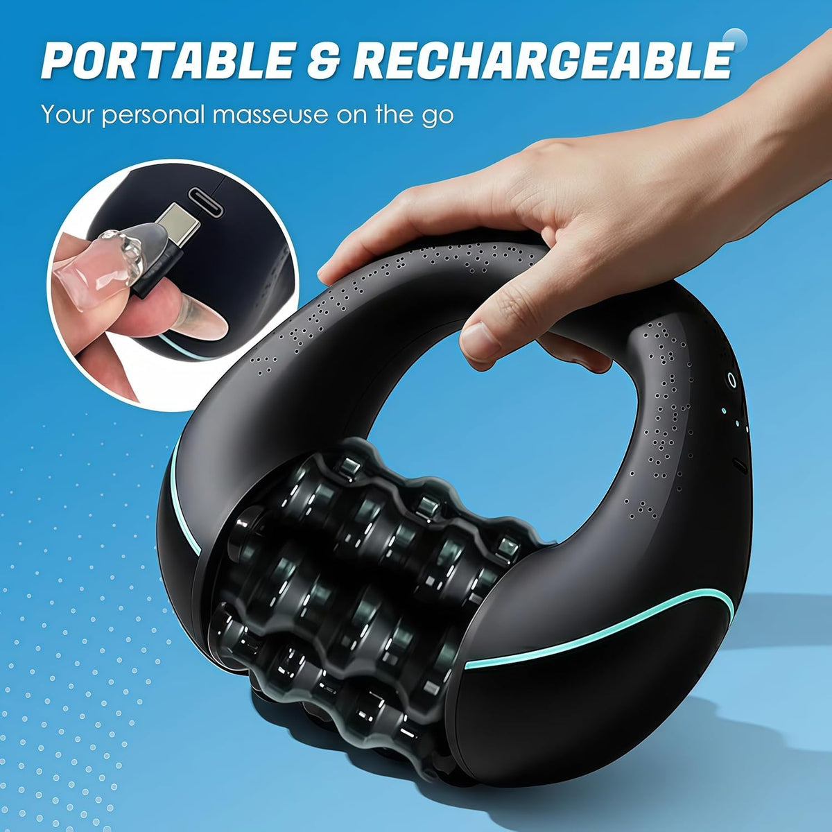 Ergonomic Handheld Muscle Roller Massager – Deep Tissue Body & Cellulite Massage Tool