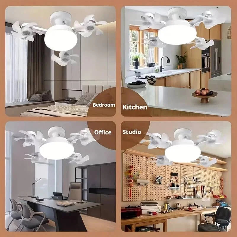 Modern Drone LED Fan Light with Wireless Remote – Easy Screw-in Ceiling Fan Lamp (E27 Base).