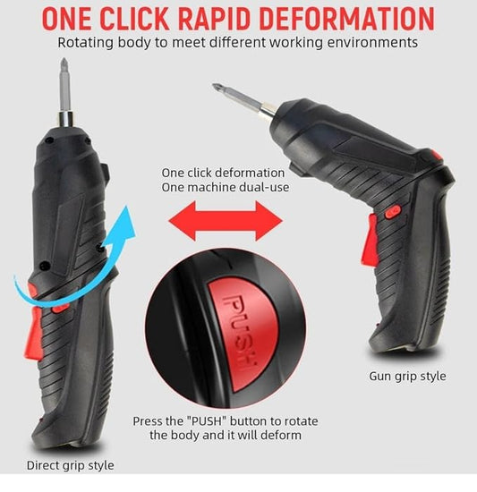 47-in-1 Cordless Electric Screwdriver Set | Rechargeable Power Drill & DIY Tool Kit with Carry Case.