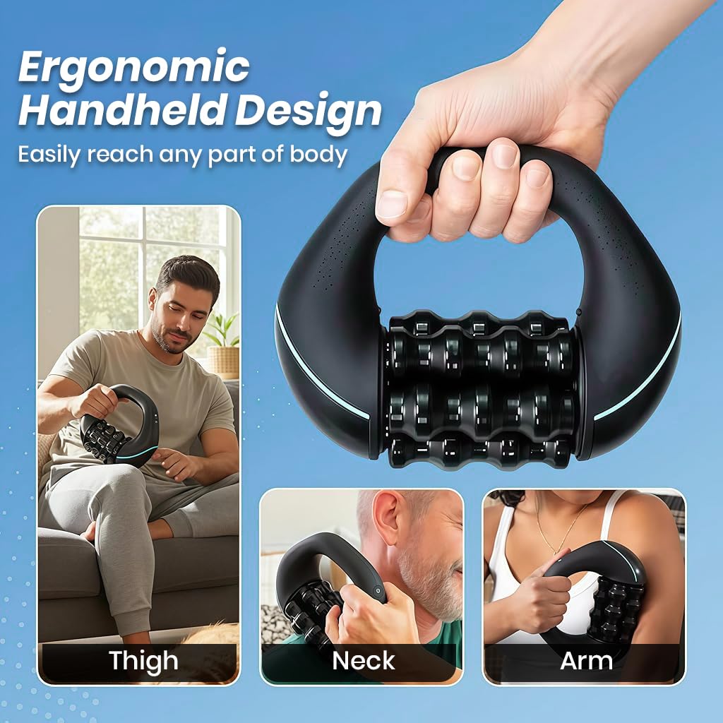 Ergonomic Handheld Muscle Roller Massager – Deep Tissue Body & Cellulite Massage Tool