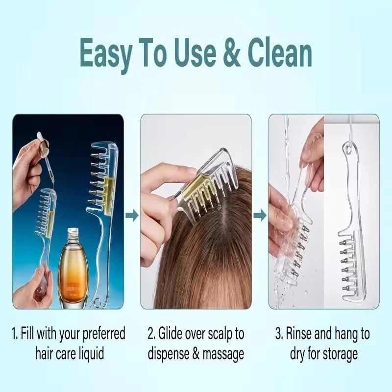 Scalp Oil Applicator, Hair Oil Comb, Root Comb Dispenser, Hair Serum Applicator, Scalp Massager Brush, Refillable Hair Comb, Mess Free Oil Applicator, Hair Growth Oil Brush, Hair Care Accessories, Oil Dispenser Comb