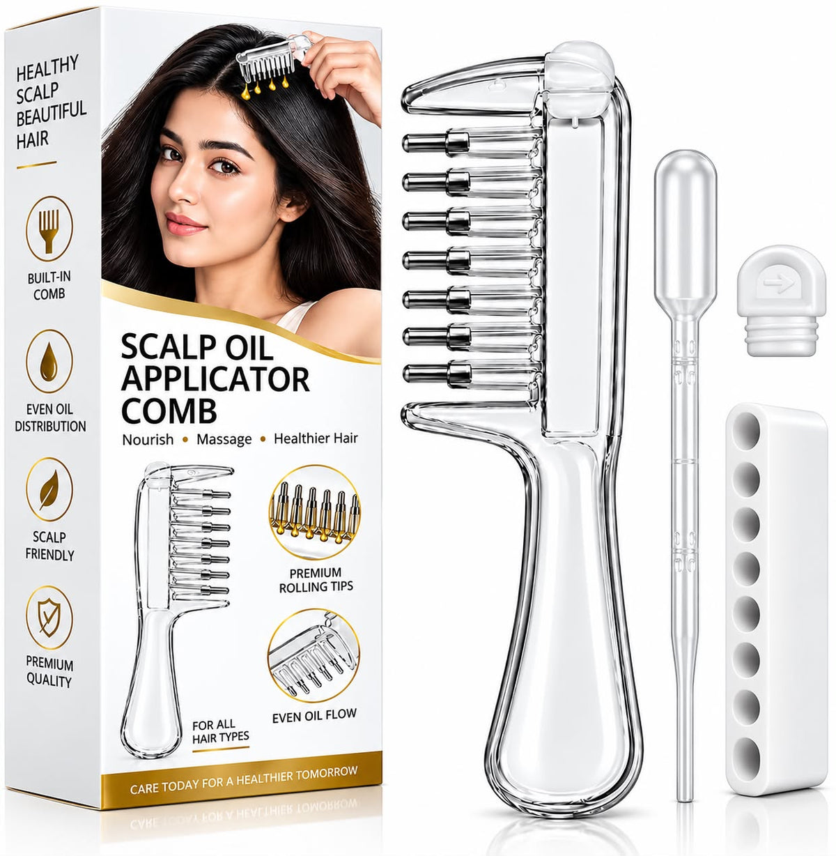 Scalp Oil Applicator, Hair Oil Comb, Root Comb Dispenser, Hair Serum Applicator, Scalp Massager Brush, Refillable Hair Comb, Mess Free Oil Applicator, Hair Growth Oil Brush, Hair Care Accessories, Oil Dispenser Comb
