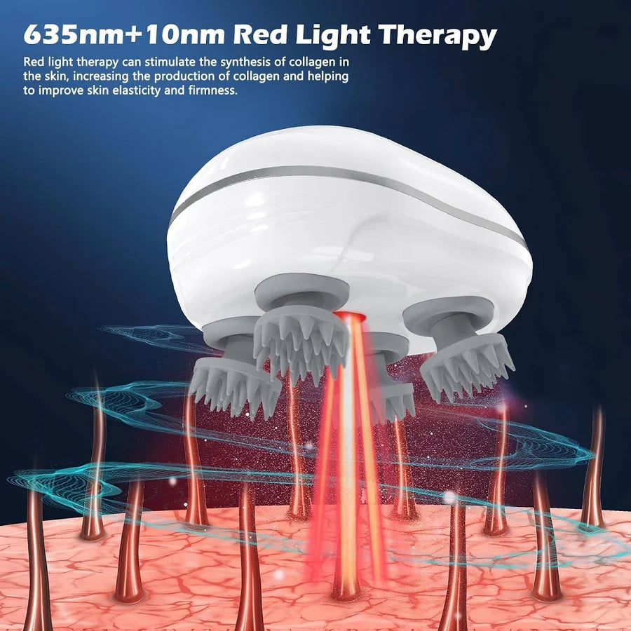 Smart Electric Scalp Massager for Hair Growth & Stress Relief – Waterproof Rechargeable Head Massager with Deep Tissue Kneading Nodes for Scalp, Neck, Shoulder & Body Massage
