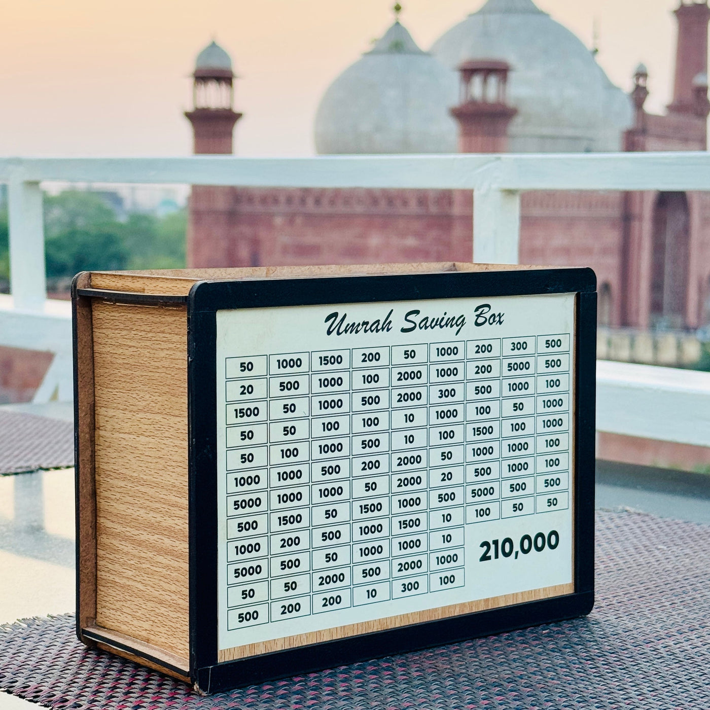 Umrah Saving Money Box – Handmade Premium Wooden (Buy 1 Get 1 Free)