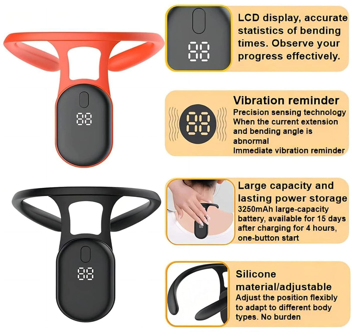 Smart Lymphatic Drainage Neck Massager & Posture Corrector Device with LED Display.