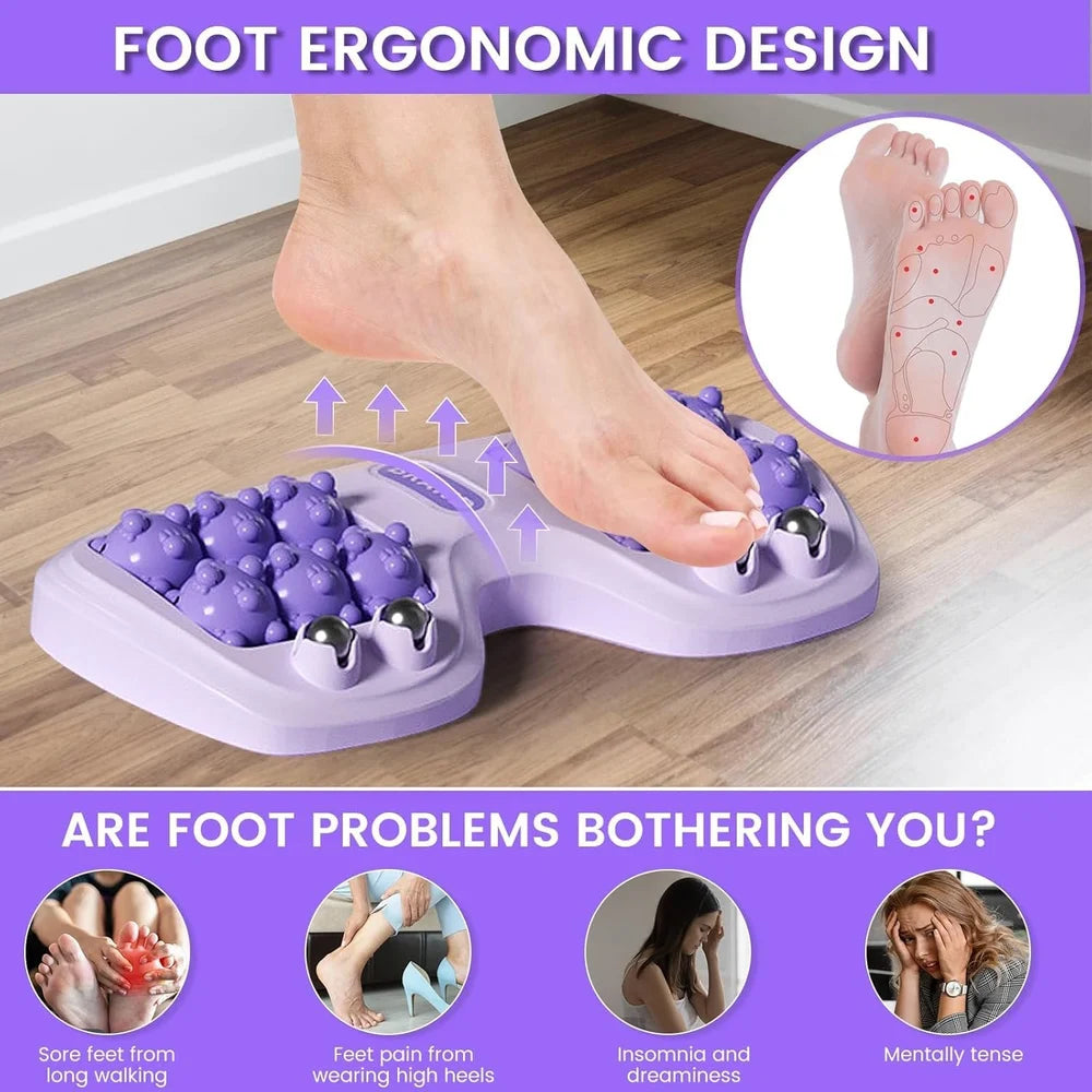 Portable Dual Foot Massage Roller – Acupressure Reflexology Tool for Pain Relief & Blood Circulation.