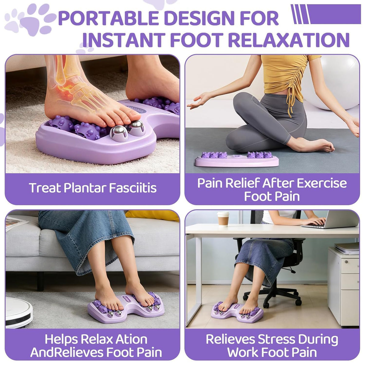 Portable Dual Foot Massage Roller – Acupressure Reflexology Tool for Pain Relief & Blood Circulation.