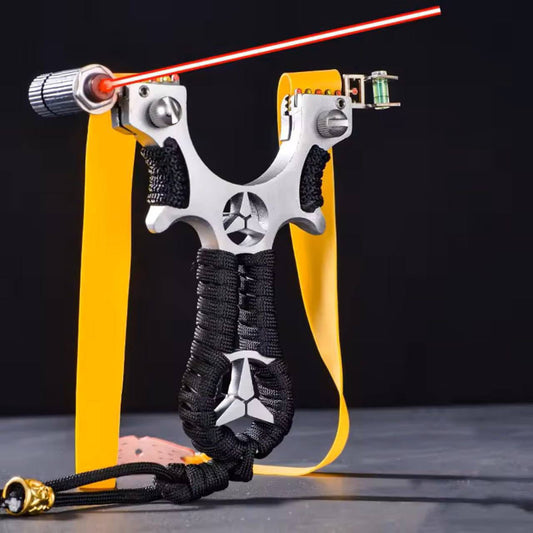 Professional Laser Guided Metal Slingshot with High-Elastic Flat Rubber Band & Aiming Sight | Heavy-Duty Precision Gulel.