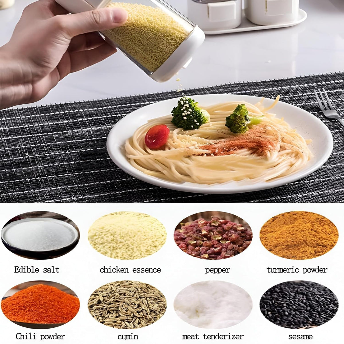 Quantitative Salt & Spice Dispenser Bottle , Push Type Precise Measurement Shaker for Kitche. (3pcs)