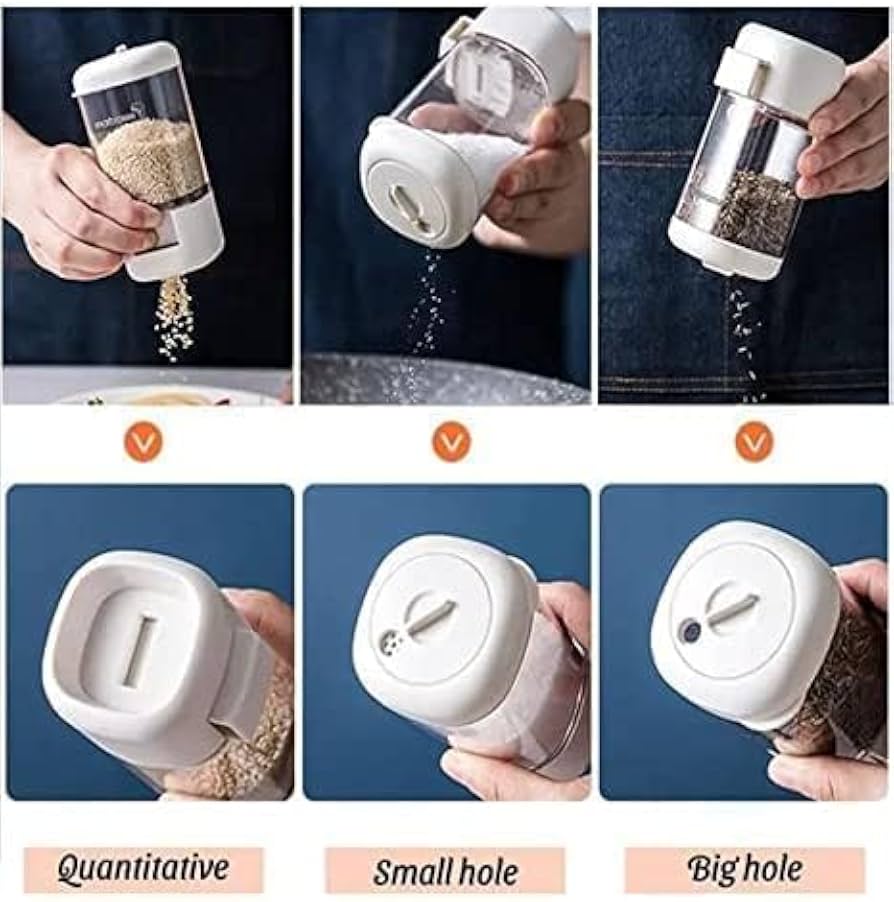 Quantitative Salt & Spice Dispenser Bottle , Push Type Precise Measurement Shaker for Kitche. (3pcs)