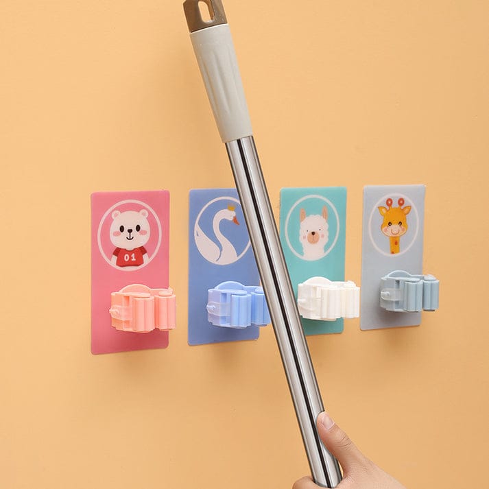 4 Pcs Wall-Mounted Mop Organizer