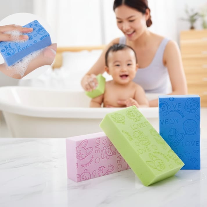 Ultra Soft Baby & Adult Bath Sponge – Gentle Skin Exfoliator.  (5pcs)