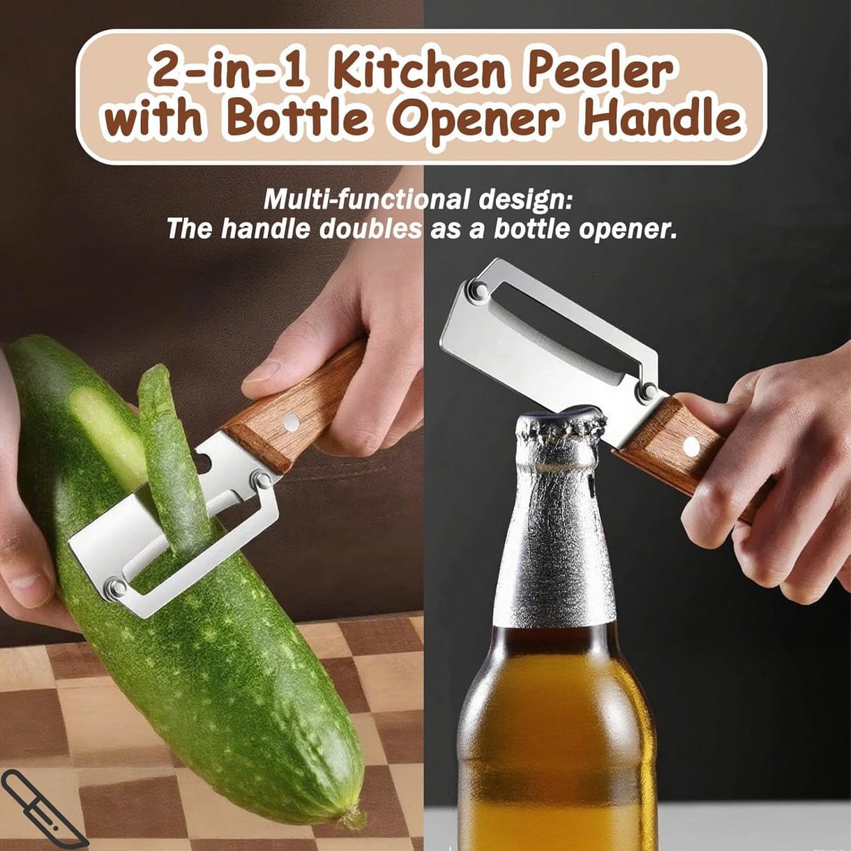 2-in-1 Stainless Steel Multipurpose Kitchen Peeler.