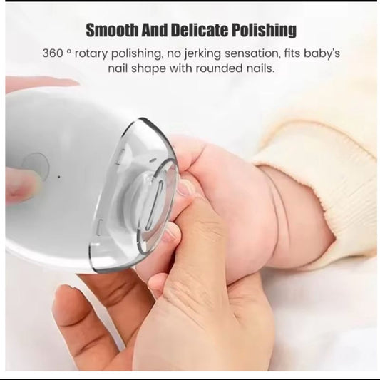 Electric nail polisher and clipper with product features highlighted