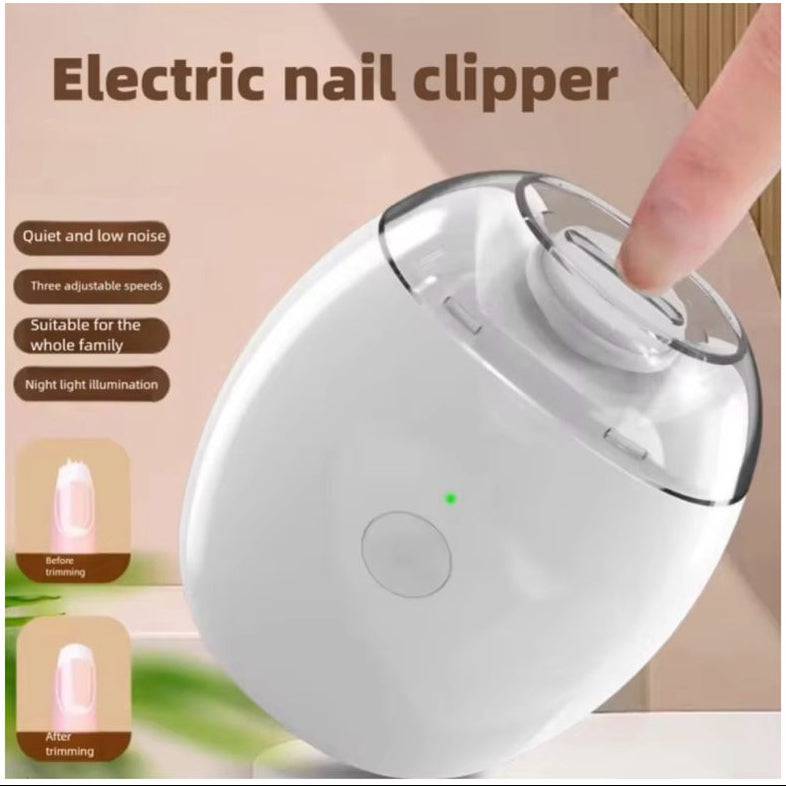 Electric nail polisher and clipper with product features highlighted