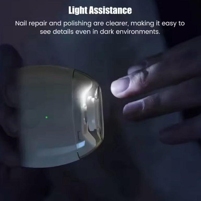 Automatic Electric Nail Clipper & Polisher with LED Light | 2-Speed Safe Fingernail Trimmer for Babies, Adults & Seniors