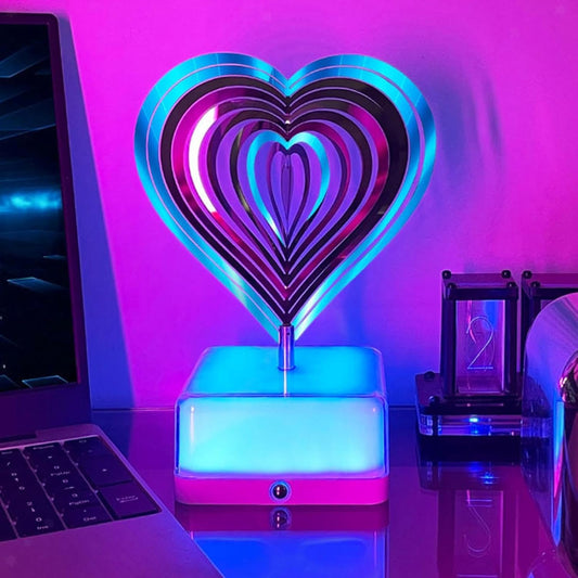 3D Rotating Heart LED Night Lamp – Aesthetic Room & Desk Decor.