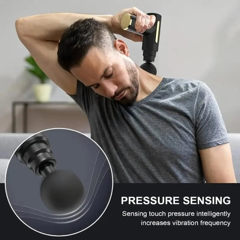 Mini Massage Gun Handheld Massager for Full Body Pain Relief 4 Heads, Rechargeable