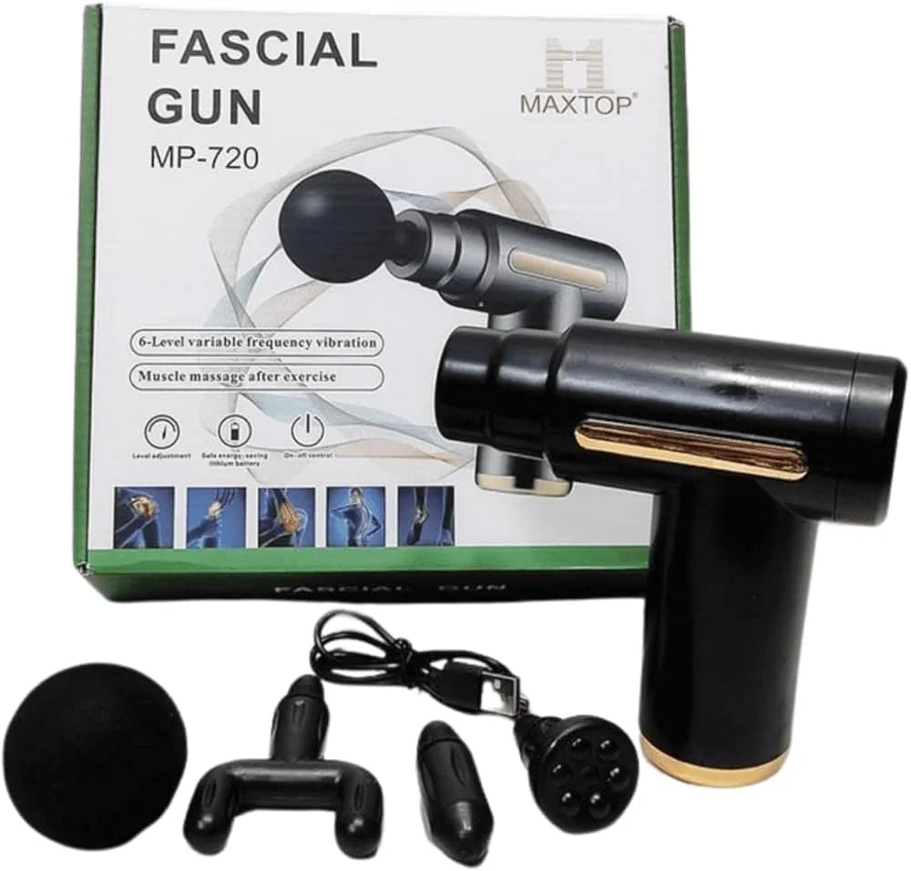 Mini Massage Gun Handheld Massager for Full Body Pain Relief 4 Heads, Rechargeable