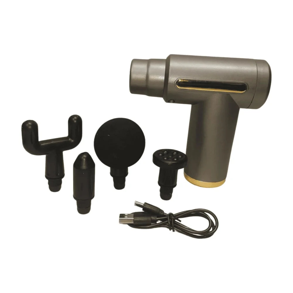 Mini Massage Gun Handheld Massager for Full Body Pain Relief 4 Heads, Rechargeable